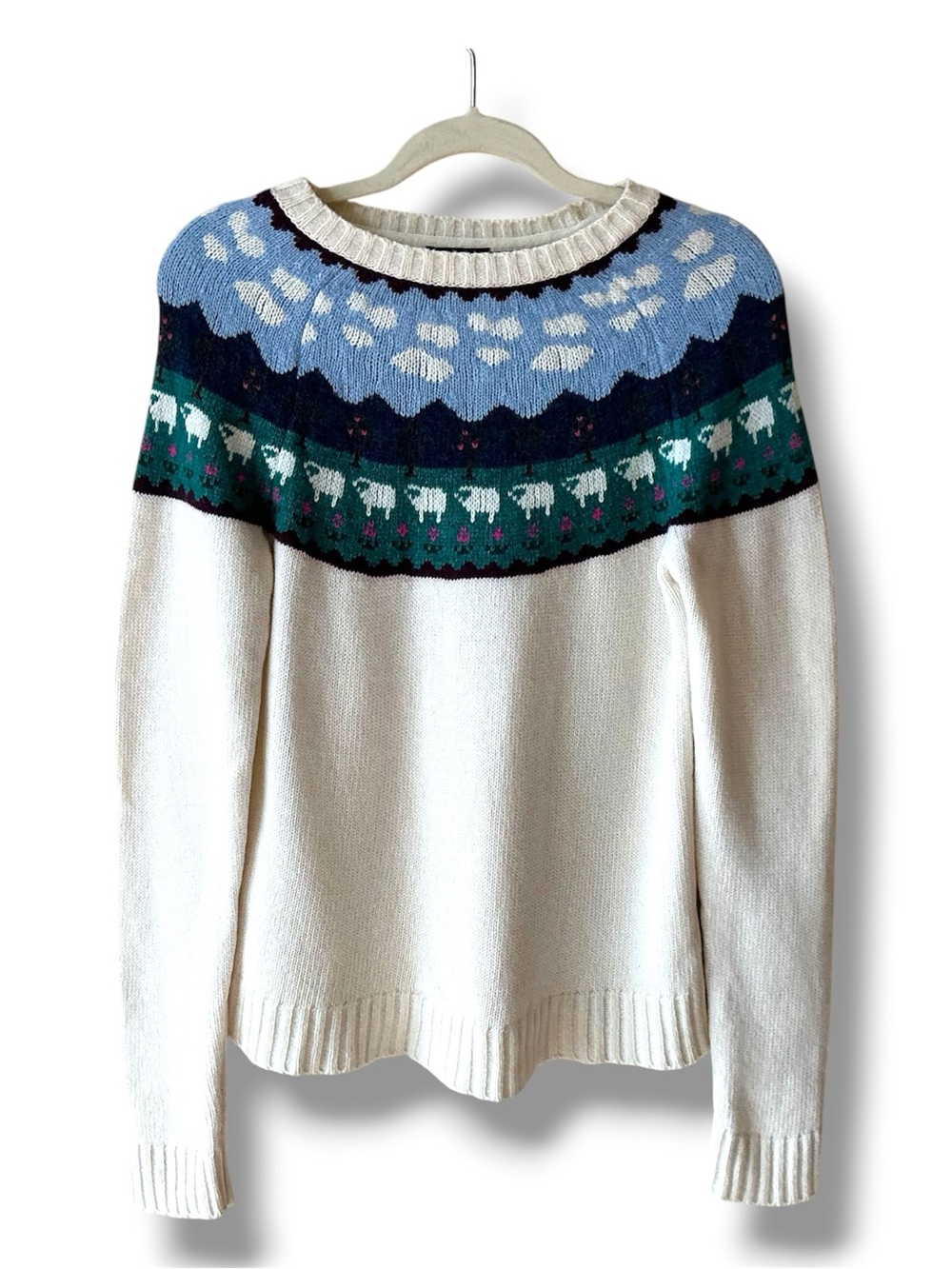 Topshop Knitted Sheep Yoke Wool Blend Jumper Size 4